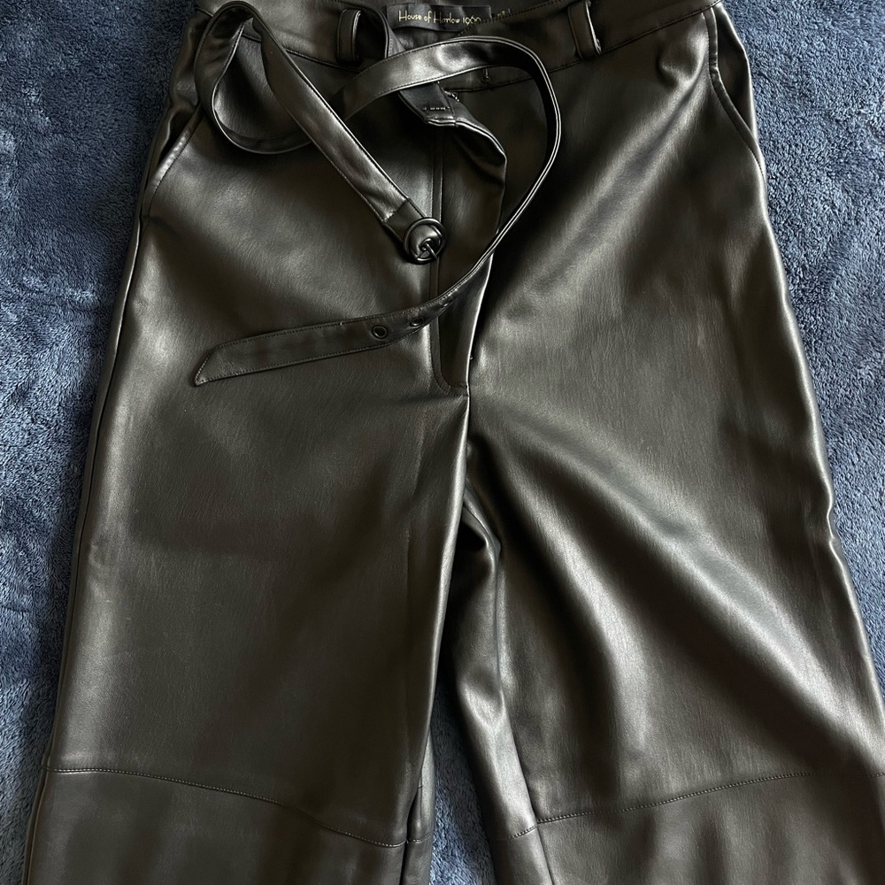 House of Harlow 1960 Black Leather Belted Pants
